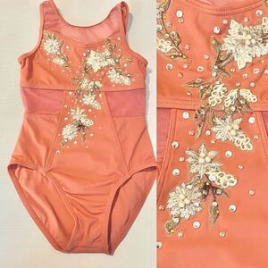 WEISSMAN Dance contemporary Costume solo custom coral orange custom MC child